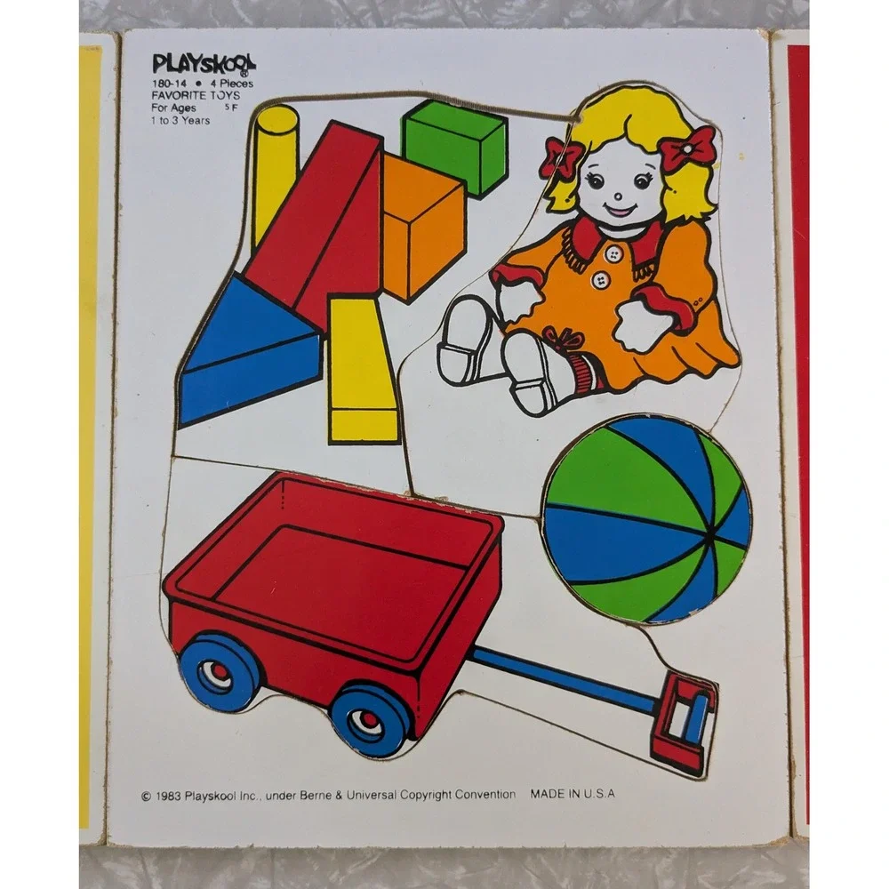 Vintage Playskool Wood Tray Puzzle Lot 1980s Counting Animals Toys Set of 3